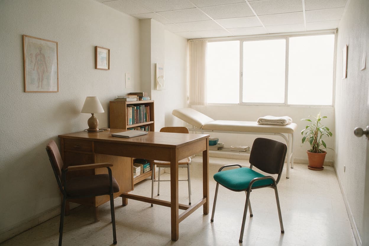 Una consulta de la clínica, con un médico atendiendo